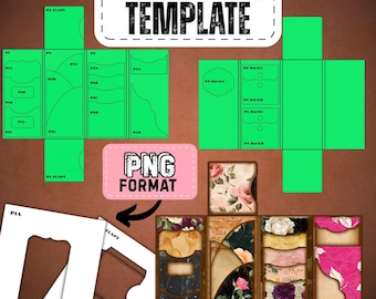 Junk Journal Template - Folio Kit Template - Custom PNG Junk Journal Folio Kit - Digital Folding Folio Folder Kit, Commercial Use
