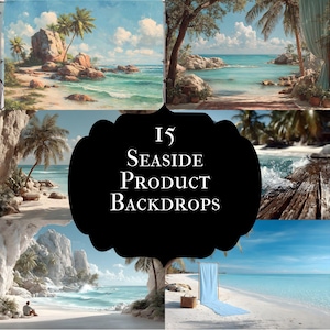 Tropical Beach Digital Backdrop, Seaside Photography Background, Summer Vacation Photo Booth Prop, for Portrait, Ocean View Digital Art