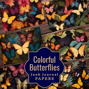 Bunter Schmetterling Junk Journal - Schmetterling Ephemera - Junk Journal Kit - Junk Journal Doppelseiten - Junk Journal Ephemera - Schmetterlinge