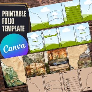 Canva Folio Kit - Junk Journal Vorlage, druckbare Landschaft Ephemera, bearbeitbares digitales Handwerk - Folio Kit Canva Template - faltbares Folio