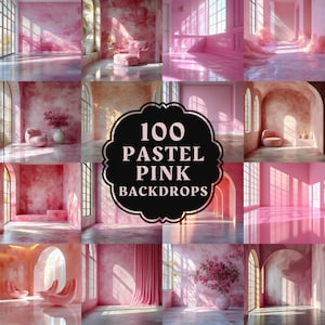 Cenários em tons pastel rosa - Interiores de ambientes, Cenários para fotografia, Salas em tons pastel, Cenário digital para maternidade, Sobreposições para estúdio de casamento