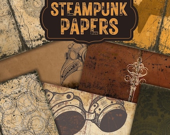 Steampunk Industrial Junk Journal Pages, 22 Steampunk Double Pages, Steampunk Junk Journal, Instant Download Printable Junk Journal Kit