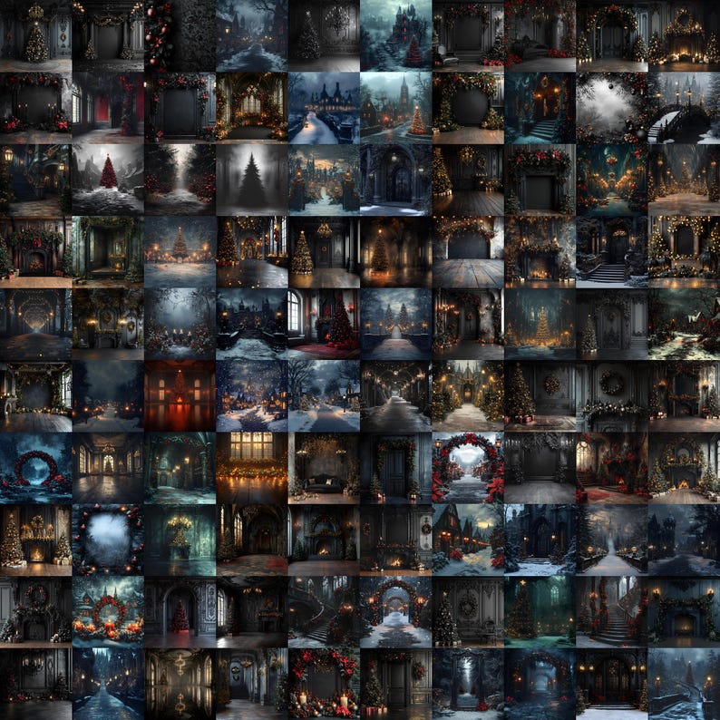 310 Gothic Christmas Backdrops, Digital Backdrop, Christmas Backdrop ...