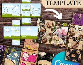 Folio Kit Canva Template - Custom Junk Journal Folio Kit - Pocket Insert Ephemera, Digital Folding Folio Folder Kit, Commercial Use