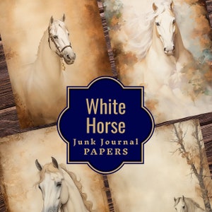 Papiers de journal indésirables chevaux blancs - imprimables éphémères équins - pages de journal chevaux vintage - éphémères chevaux - pages chevaux vintage