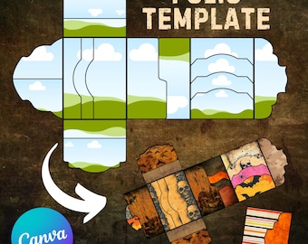 Folio Kit Canva Template - Custom Junk Journal Folio Kit - Pocket Insert Ephemera, Digital Folding Folio Folder Kit, Commercial Use