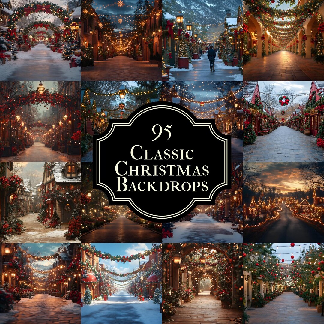 95 Classic Christmas Backdrops, Digital Backdrop, Santa Christmas ...