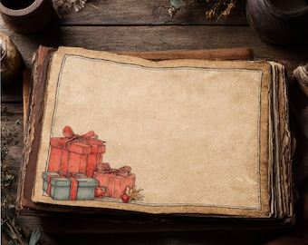 Vintage Christmas Blank Notebook Paper Junk Journal, printables digital papers