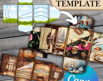 Folio Kit Canva Template - Custom Junk Journal Folio Kit - Pocket Insert Ephemera, Digital Folding Folio Folder Kit, Commercial Use