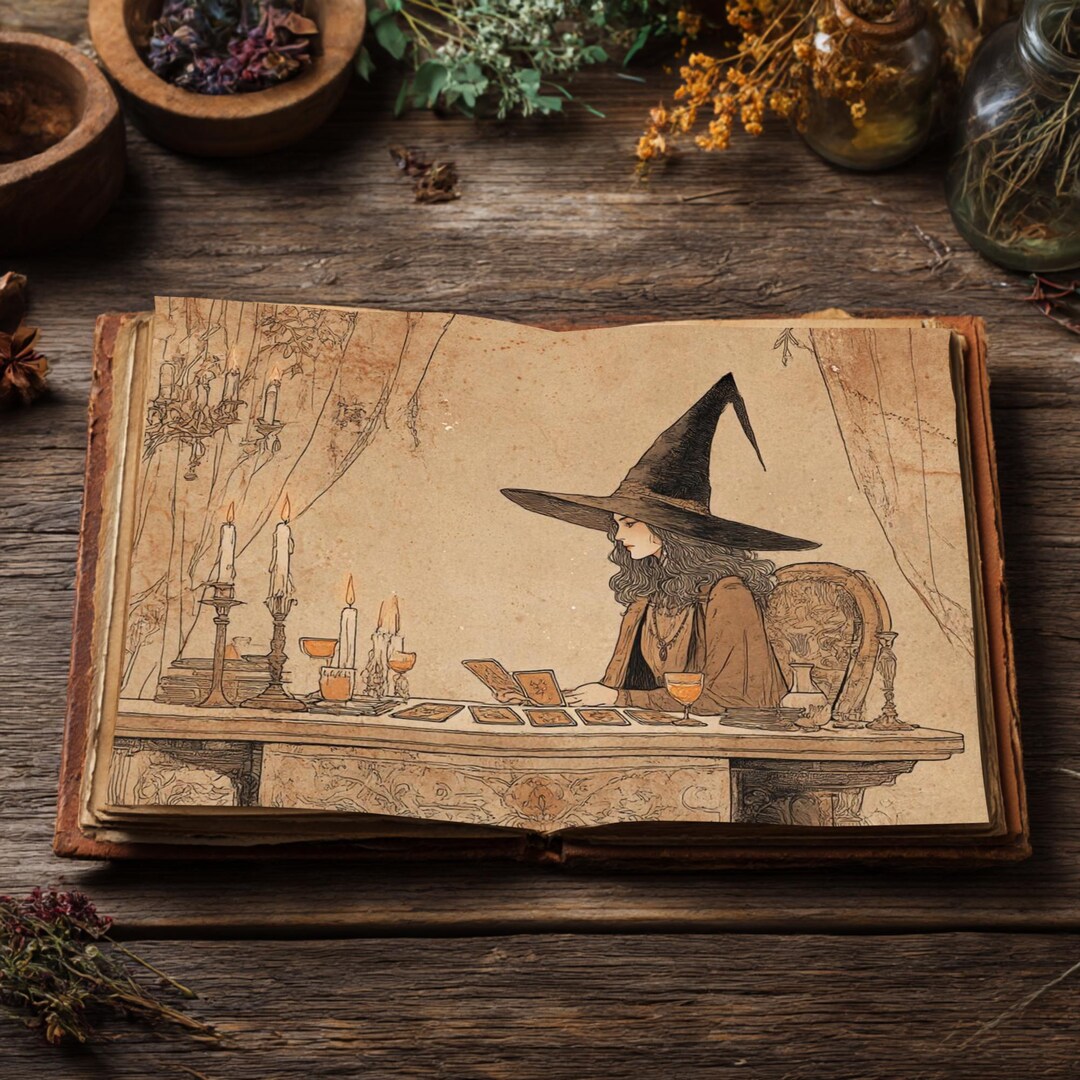 Vintage Witch Junk Journal Pages, Printable Fantasy Scrapbook Kit ...