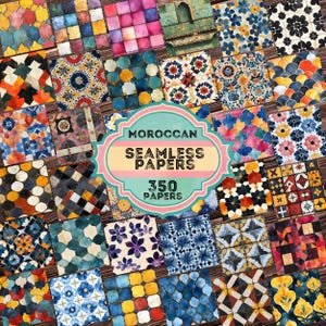 350 papiers sans couture à motifs marocains - papier à motifs carreaux marocains sans couture - journal indésirable, éphémères, arrière-plan, papiers numériques sans couture