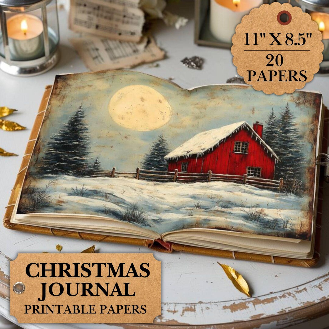 Christmas Junk Journal Printable Papers – 11" X 8.5" Xmas Journal Pages ...