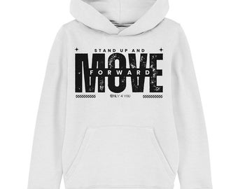 Albert Einstein - Zitat 3 - Englisch - schwarz - Only4You - "I’m more interested in the future..." - Kids Organic Hoodie