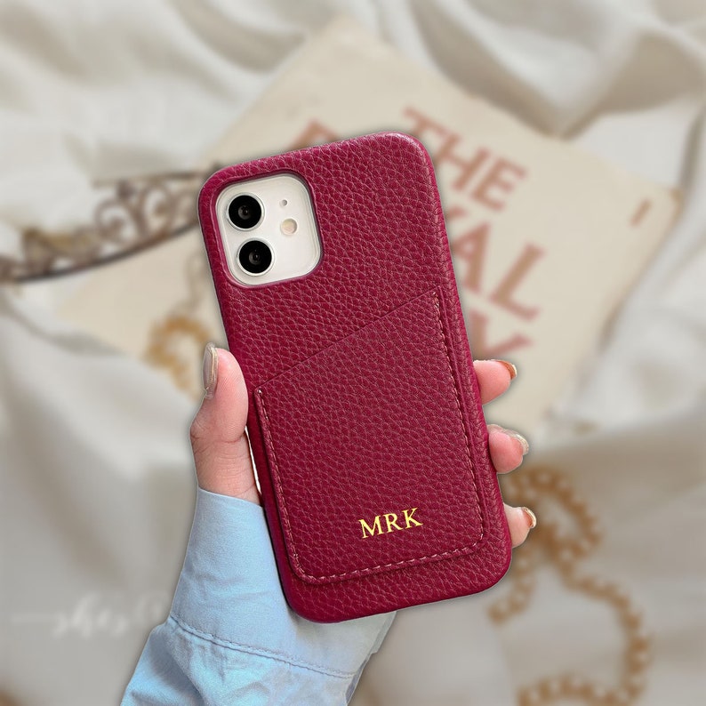 Custom Pebble Leather iPhone Case, Personalized Phone Case With