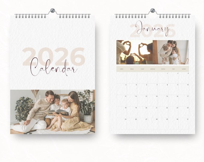 Personalized Photo Calendar 2025/2026: Custom Glossy Print Gift (A5/A4/A3/Slimline Options