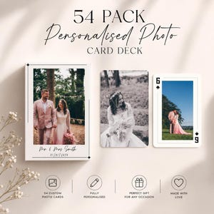 Photo Personalised Playing Cards with Custom Box, Paper Wedding Anniversary Gift, 1 Year anniversary image 1