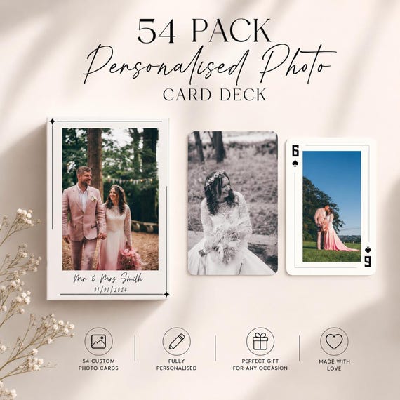 Photo Personalized Playing Cards with Custom Box, Paper Wedding Anniversary Gift, 1 Year anniversary