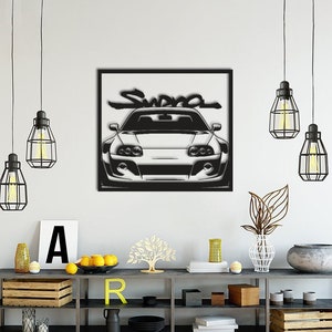 Supra Cars Wall Decor, Man Cave Décor, Metal Garage Decoration, Gift For Men, Car Silhouette Wall Art,  Metal Car Line Art Wall Decor