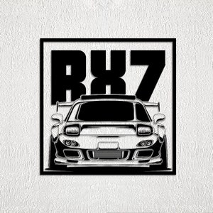Mazda Cars Wall Decor, Man Cave Décor, Metal Garage Decorations, RX7 Wall Art, Gift For Men, Car Silhouette Wall Art, Car Design Wall Art