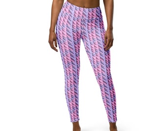 Leggings texturés pastel lavande violet rose faux fil tricoté imprimé géométrique confortable mignon poche intérieure entraînement de gymnastique doux pantalon de yoga pour femmes