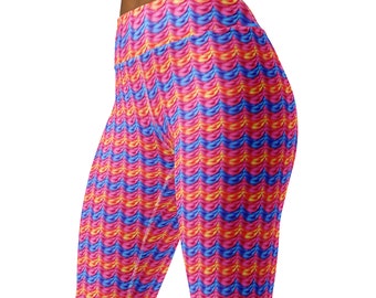 Leggings rayés en zigzag rose bleu orange fil tricoté Texture impression lumineux vibrant coloré mignon entraînement de gymnastique femmes doux leggings de yoga extensibles