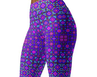 Leggings paisley dégradé bleu violet rose ombré impression détaillée complexe séance d'entraînement de sport beau lifting des fesses pantalon de yoga sculptant