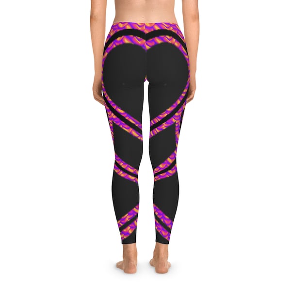 Neon Texture Leggings Heart Butt Booty Lift Printed Neon Body Sculpting Contour Gym Workout Stretchy Beautiful Cute Yoga Pants