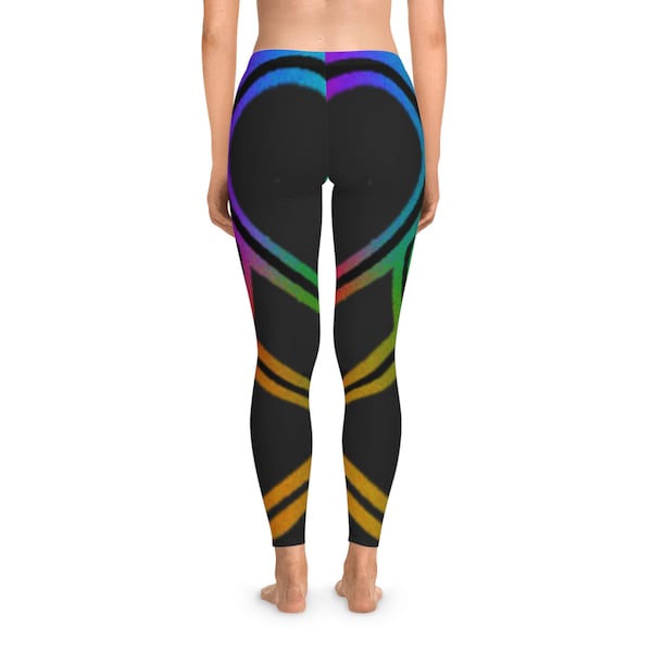 Rainbow Gradient Leggings Heart Butt Booty Lift Ombre Neon Body Sculpting Contour Gym Workout Stretchy Beautiful Cute Yoga Pants