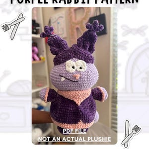 Purple Rabbit Amigurumi Crochet Pattern Step by step PDF Tutorial Cartoon Plush