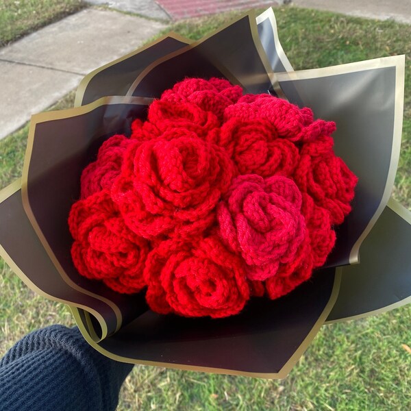 A Crochet Bouquet of a Dozen of Roses Handmade