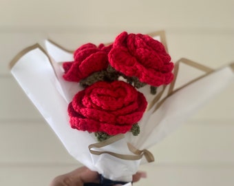 Bouquet de roses fait main au crochet