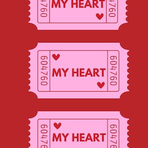 Valentinstagskarte, Ticket to My Heart Karte, mein Herz, Valentine Party Dekor, süße rosa rot druckt digitale Downloads Karte