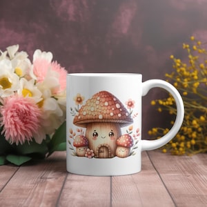 Bonita taza con forma de cabaña de setas, taza de café con diseño de cabaña, decoración de cocina con diseño de cabaña, regalo para amantes de las setas, taza de té caprichosa, inspirada en la naturaleza