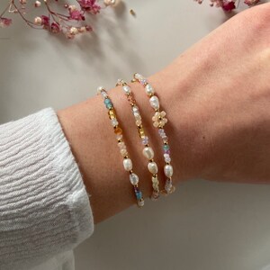 Colorful pearl bracelets, handmade friendship bracelets, colorful jewelry, flower bracelet floral, bracelet women personalized bracelet stack