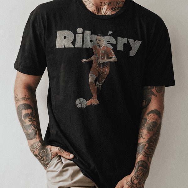 Scarface - Franck Ribéry, Bayern Munich, France, Unisex, Soccer T-Shirts, Football T-Shirts, Distressed Graphic Style T-Shirt, Soccer Tees