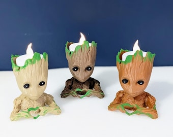 Hand Painted Baby Groot Night Light: Battery Operated T Light