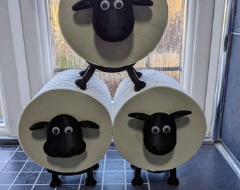 Shane Shelly or Tommy funny happy flock of black sheep toilet roll holder complete
