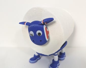Chelsea Sheep toilet roll holder - Funny football gift for him or her, quirky bathroom decor novelty blues soccer fan present