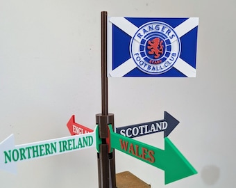 Rangers Wind Vane – The Blues Are Flying High, Great British Garden Spinner optional World cup Tartan Army Flag