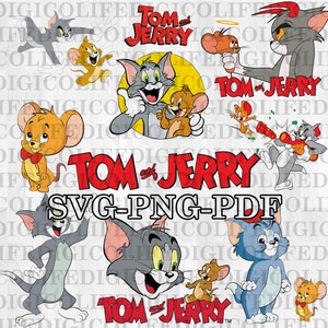 Tom & Jerry  / High-Quality /  Digital Download / Svg, Png, Pdf,Tom and Jerry Digital Layered SVG, Cut Files TomSvg Bundle