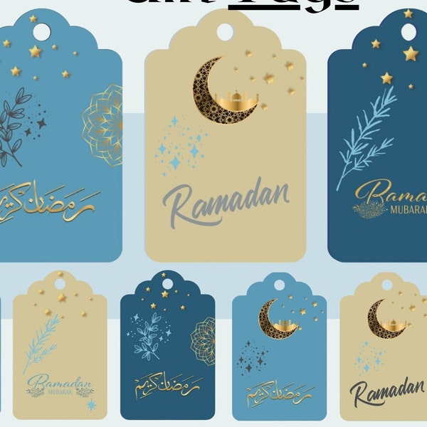 Etiquettes cadeaux pour décoration de fête du Ramadan pour sacs et boîtes Etiquettes prêtes pour cadeaux du Ramadan Célébration islamique Dîner de fête Ramadan Planification d'événements