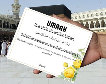 Guía paso a paso para la Umrah: árabe, inglés, transliteración (PDF imprimible) Tarjetas de memoria para la Ummrah