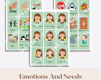 NonVerbal Communication Therapy Cards For Children Character Cards Emotions Expression Feelings Cards Autistic Child Communication Boards