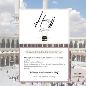 Hadj Dua-kaarten Islamitische pelgrimsgids Ondersteuning Pocket Hadj-kaarten Umrah Duas Moslim heilige hadj Arabisch Engelse transcriptie Afdrukbaar thuis