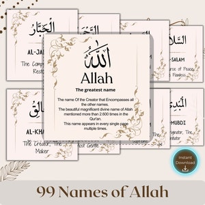 Muslimische Ressourcen Name Gottes Karteikarten Islamische Konvertiten Lernen Sie 99 Namen von Allah Karteikarten Homeschooling Arabisch Englisch Islamisches Wissen