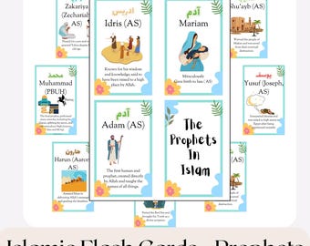 Tarjetas didácticas de los profetas islámicos: recurso para la educación en casa musulmana (PDF imprimible)