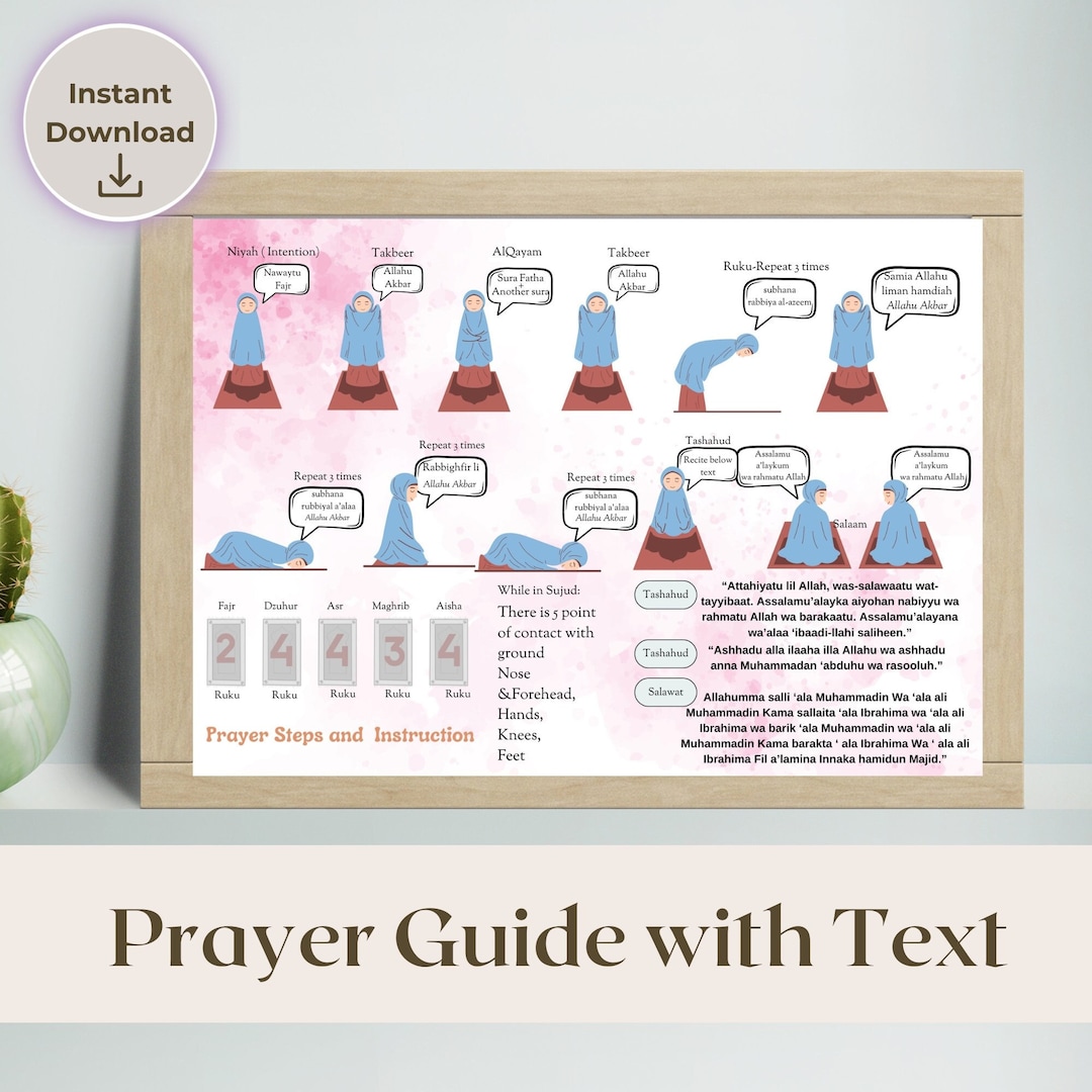 Salah Poster Guide Salah Step by Step Instruction Islamic Prayer Guide Fajr Prayer Muslim Prayer