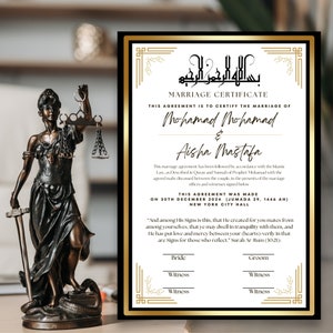 Nikah-Zertifizierung Rechtliches Dokument Vorlage Islamische Heiratsurkunde Muslimische Hochzeitszeremonie Vereinbarung Vorlage Dokument Religiöses dokum