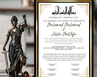 Plantilla de documento legal de certificación Nikah Certificado de matrimonio islámico Plantilla de acuerdo de ceremonia de boda musulmana Documento Documento religioso