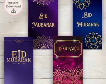 Sobre de dinero Eid, sobre de tarjeta Eidi, impresión en casa, billetera de dinero Eid, idea de recuerdo de fiesta Eid Mubarak, idea de regalo Eid, celebración Eid Fitr personalizada